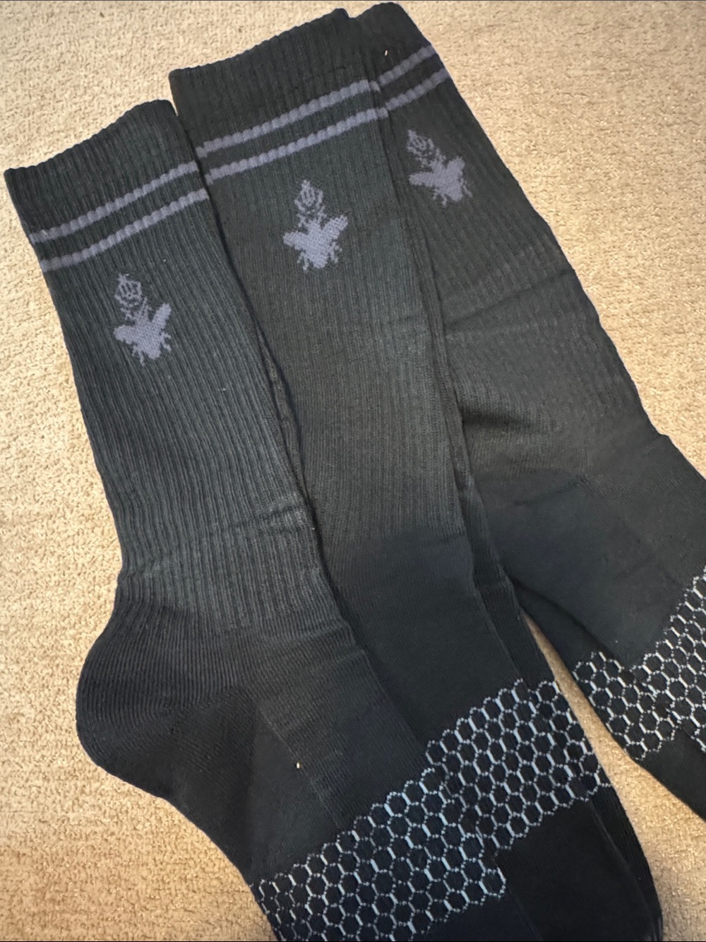 Bombas Black Athletic Crew Socks with Gray Accents